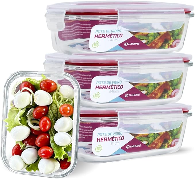 Kit con 15 Recipientes Herméticos de Vidrio + 10 Vasos de Vidrio Aruba de Regalo