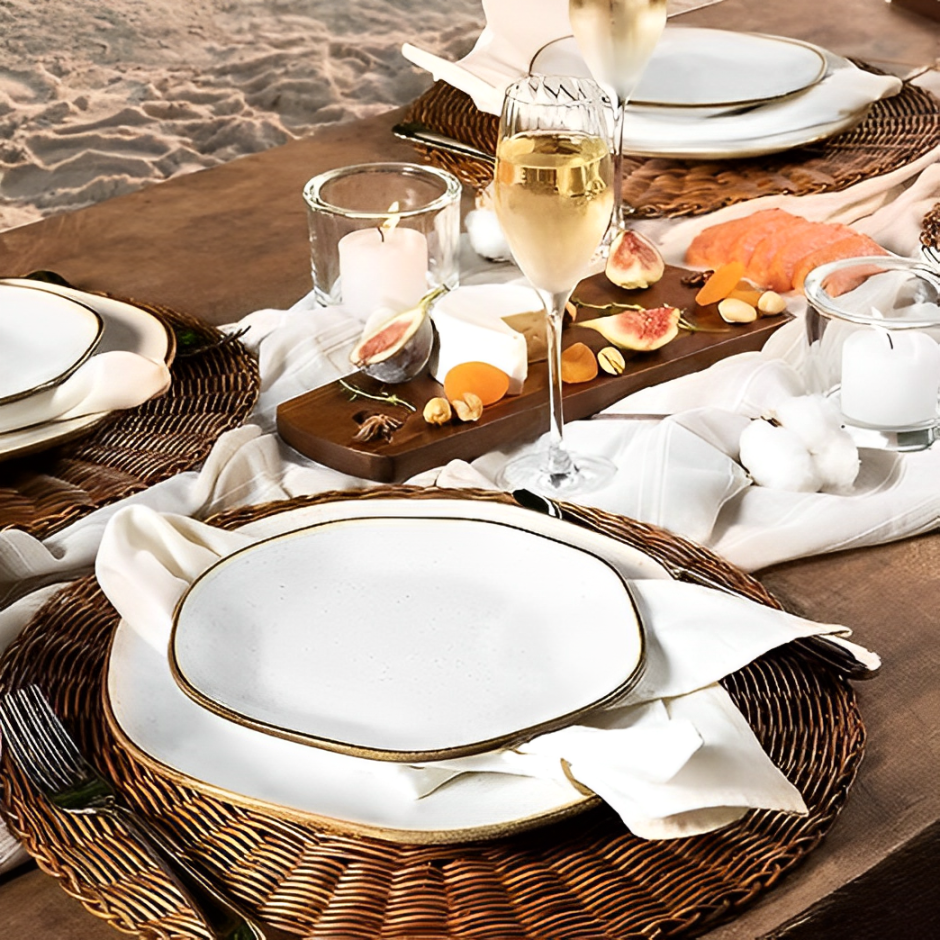 Kit 54 Aparelhos de Jantar em Porcelana de Luxo Oxford® + 6 Taças e Faqueiro