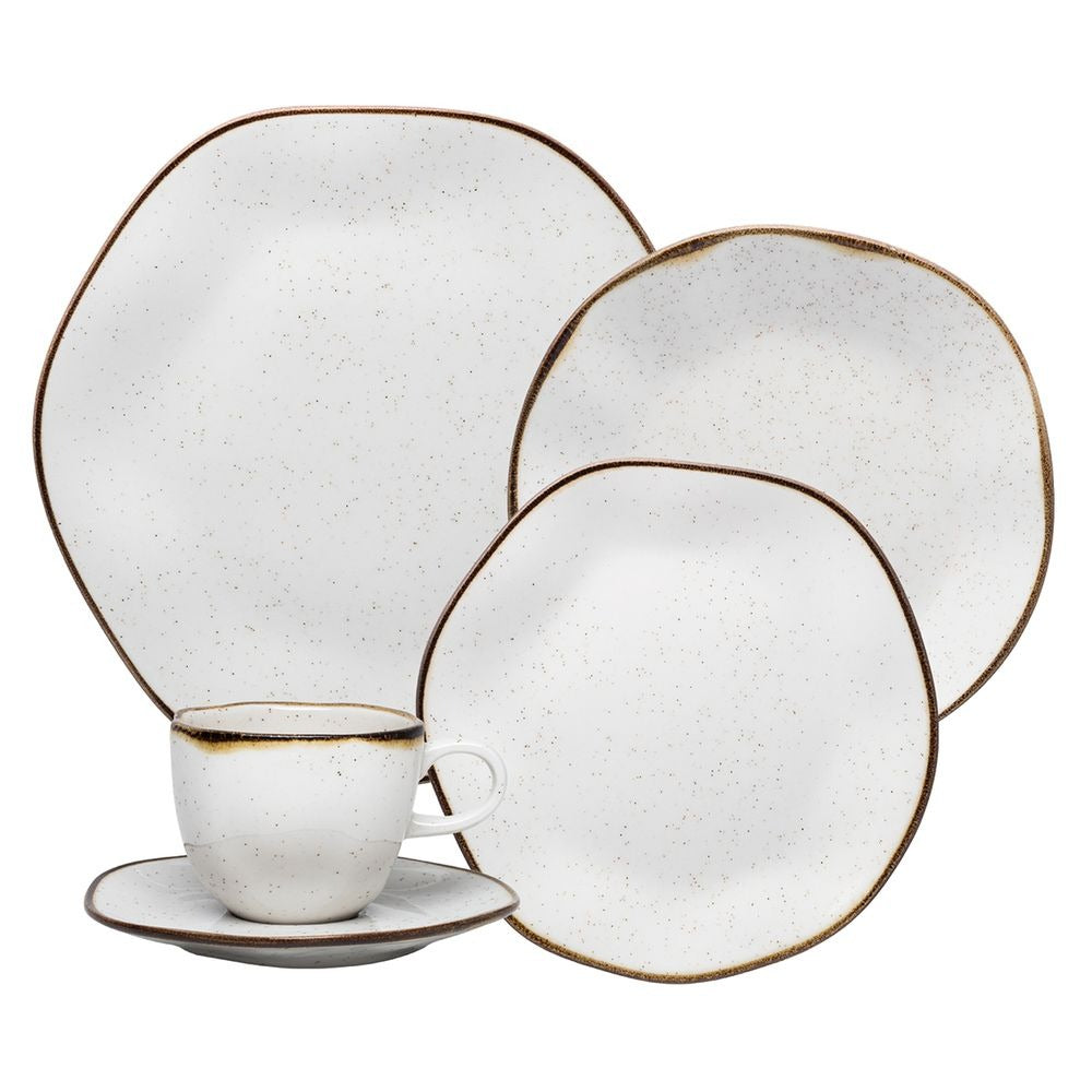 Kit 54 Aparelhos de Jantar em Porcelana de Luxo Oxford® + 6 Taças e Faqueiro