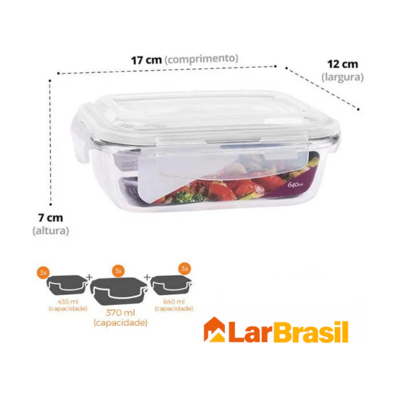 Kit com 15 Potes Herméticos de Vidro + 10 Copos de Brinde