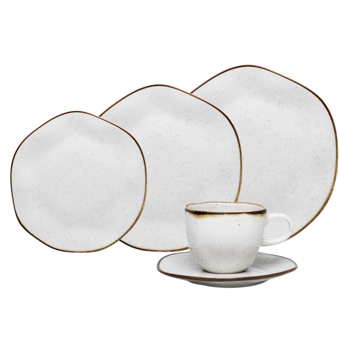 Kit 54 Aparelhos de Jantar em Porcelana de Luxo Oxford® + 6 Taças e Faqueiro