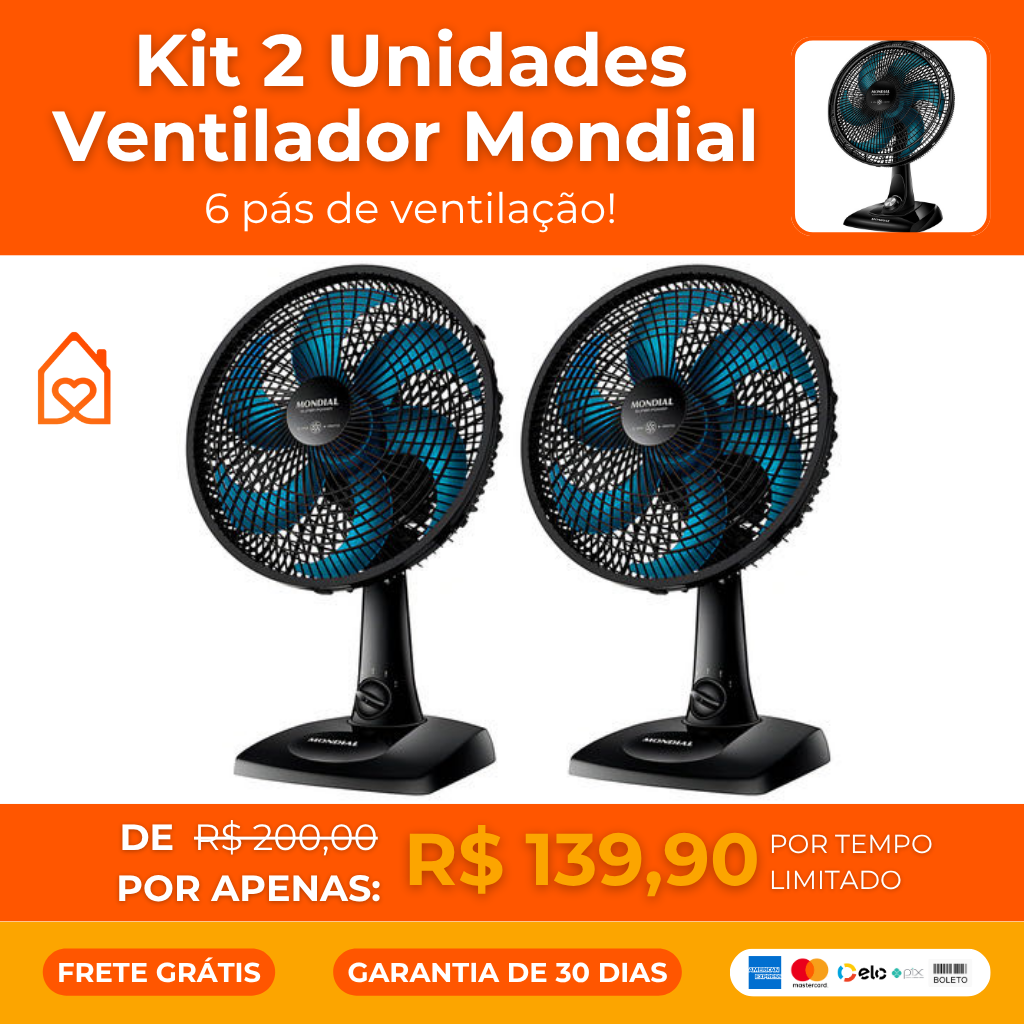 Kit 2 Ventiladores Mondial 6 Pás