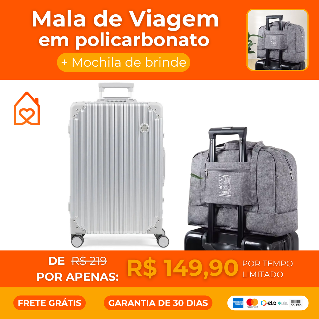 Mala de Viagem em Policarbonato + Mochila de Brinde